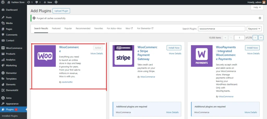Install WooCommerce Plugin in WordPress