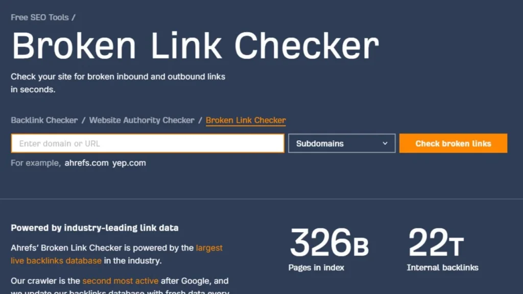 ahref broken link checker tool