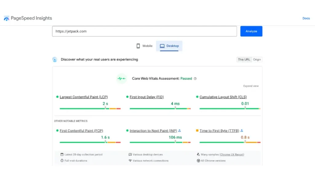 Page speed insight